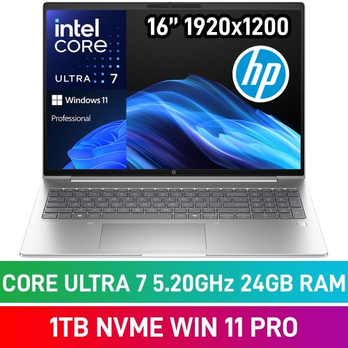 HP ProBook 4 G1iR 16 D4VQ1ET Laptop — Intel Core Ultra 7 255U / 16" WUXGA / 24GB DDR5 / 1TB Gen4 NVMe SSD / No Operating System / Pike Silver