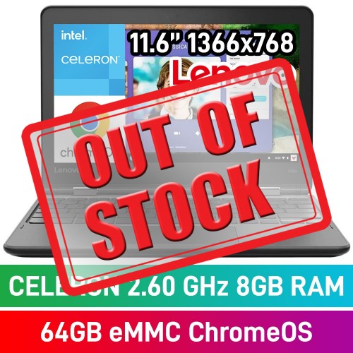 Lenovo Chromebook 2-in-1 300e Gen 2 85B32EA Laptop — Celeron N4120 / 11.6" WXGA / 8GB DDR4 / 64GB eMMC Flash Storage / ChromeOS / Black