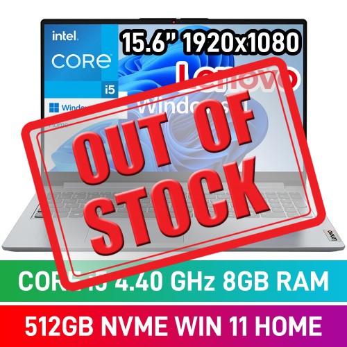 Lenovo IdeaPad 1 15IAU7 82QD00BFFU Laptop — Core i5-1235U / 15.6" FHD / 8GB DDR4 / 512GB Gen4 NVMe SSD / Windows 11 Home / Cloud Grey