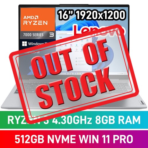 Lenovo ThinkBook 16 G6 21KK006XSA Laptop — Ryzen 3 7330U / 16" WUXGA / 8GB DDR4 / 512GB NVMe SSD / Windows 11 Pro / Arctic Grey