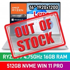 Lenovo ThinkBook 16 G7 21MW0022SA Laptop — Ryzen 7 7735HS / 16" WUXGA / 16GB DDR5 / 512GB NVMe SSD / Windows 11 Pro / Arctic Grey