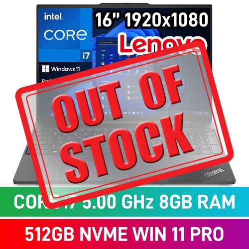 Lenovo ThinkPad E16 Gen 1 21JN000RZA Laptop — Core i7-1355U / 16" WUXGA / 8GB DDR4 / 512GB Gen4 NVMe SSD / Windows 11 Pro / Graphite Black