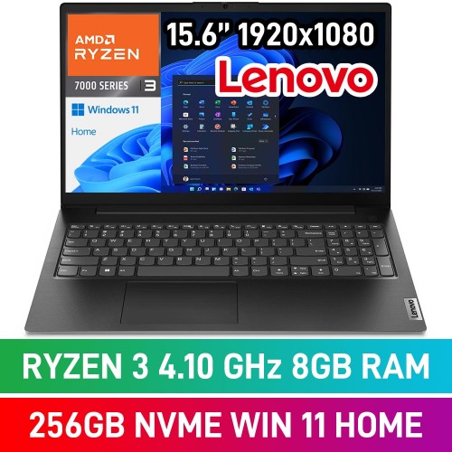 Lenovo V15 G4 82YU000KSA Laptop — Ryzen 3 7320U / 15.6" FHD / 8GB DDR5 / 256GB Gen4 NVMe SSD / Windows 11 Home / Business Black