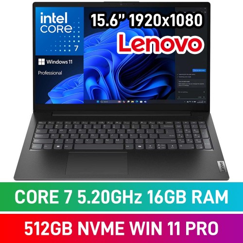 Lenovo V15 G5 IRL 83GW00EQZA Laptop — Intel Core 7 240H / 15.6" FHD / 16GB DDR5 / 512GB Gen4 NVMe SSD / Windows 11 Pro / Business Black
