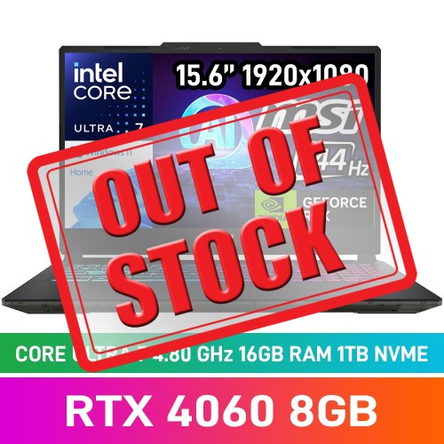 MSI CYBORG 15 AI A1VFK-046ZA Laptop — Core Ultra 7 155H / 15.6" FHD 144Hz / 16GB DDR5 RAM / GeForce RTX 4060 8GB / 1TB Gen4 NVMe SSD / Windows 11 Home / Translucent Black MSI CYBORG 15 AI A1VFK-046ZA Laptop — Core Ultra 7 155H / 15.6" FHD 144Hz / 16GB DDR5 RAM / GeForce RTX 4060 8GB / 1TB Gen4 NVMe SSD / Windows 11 Home / Translucent Black