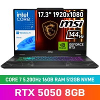 MSI CYBORG 17 B2RWEKG-082ZA Laptop — Intel Core 7 240H / 17.3" FHD 144Hz / 16GB DDR5 RAM / GeForce RTX 5050 8GB / 512GB Gen4 NVMe SSD / Windows 11 Home / Translucent Black