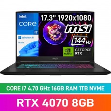 MSI KATANA 17 B12VGK-837ZA Laptop — Core i7-12650H / 17.3" FHD 144Hz / 16GB DDR5 RAM / GeForce RTX 4070 8GB / 1TB Gen4 NVMe SSD / Windows 11 Home / Black