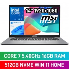 MSI MODERN 14 F1MG-855ZA Laptop — Intel Core 7 150U / 14" FHD / 16GB DDR4 RAM / 512GB Gen4 NVMe / Windows 11 Home / Urban Silver