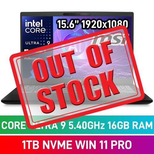MSI Modern 15 H AI C2HMG-253ZA Laptop — Core Ultra 9 285H / 15.6" FHD / 16GB DDR5 RAM / 1TB Gen4 NVMe / Windows 11 Pro / Classic Black