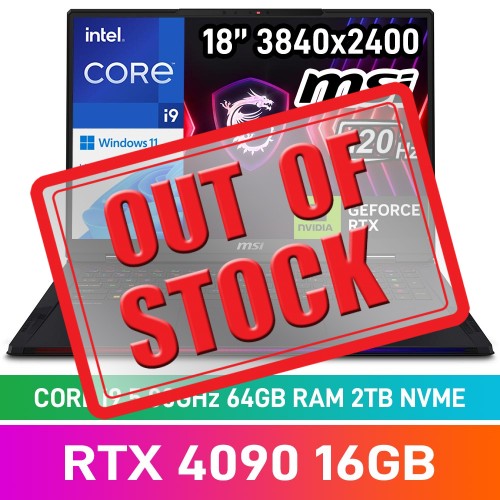 MSI RAIDER 18 HX A14VIG-469ZA Laptop — Core i9-14900HX / 18" UHD+ 120Hz / 64GB DDR5 RAM / GeForce RTX 4090 16GB / 2TB Gen4 NVMe SSD / Windows 11 Home / Core Black