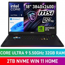 MSI RAIDER 18 MAX HX A2WJ-1066ZA Laptop — Intel Core Ultra 9 290HX Plus / 18" UHD+ 120Hz Mini-LED / 64GB DDR5 RAM / GeForce RTX 5090 24GB / 2TB Gen4 NVMe SSD / Windows 11 Home / Core Black MSI RAIDER 18 MAX HX A2WJ-1066ZA Laptop — Intel Core Ultra 9 290HX Plus / 18" UHD+ 120Hz Mini-LED / 64GB DDR5 RAM / GeForce RTX 5090 24GB / 2TB Gen4 NVMe SSD / Windows 11 Home / Core Black