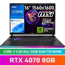 MSI RAIDER GE68HX 13VG-098ZA Laptop — Core i7-13700HX / 16" WQXGA 240Hz / 32GB DDR5 RAM / GeForce RTX 4070 8GB / 1TB Gen4 NVMe SSD / Windows 11 Home / Core Black