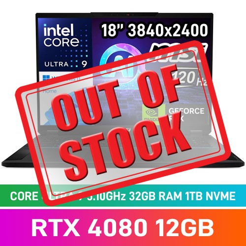 MSI STEALTH 18 AI STUDIO A1VHG-082ZA Laptop — Core Ultra 9 185H / 18" UHD+ 120Hz MiniLED / 32GB DDR5 RAM / GeForce RTX 4080 12GB / 1TB Gen4 NVMe SSD / Windows 11 Home / Midnight Black
