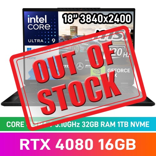 MSI STEALTH 18 Mercedes-AMG Motorsport A1VHG-065ZA Laptop — Core Ultra 9 185H / 18" 4K+ 120Hz MiniLED / 32GB DDR5 RAM / GeForce RTX 4080 12GB / 2TB Gen4 NVMe SSD / Windows 11 Home / Midnight Black