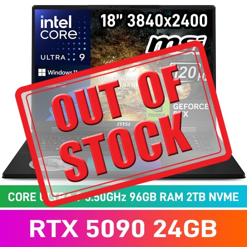 MSI TITAN 18 HX Dragon Edition Norse Myth A2XWJG-659ZA Laptop — Core Ultra 9 275HX / 18" UHD+ 120Hz MiniLED / 96GB DDR5 RAM / GeForce RTX 5090 24GB / 2TB Gen4 NVMe SSD / Windows 11 Pro / Core Black