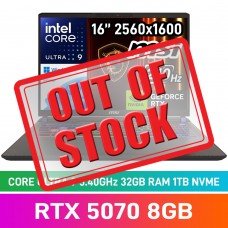 MSI VECTOR 16 HX AI A2XWGG-010ZA Laptop — Core Ultra 9 275HX / 16" WQXGA 240Hz / 32GB DDR5 RAM / GeForce RTX 5070 8GB / 1TB Gen4 NVMe SSD / Windows 11 Home / Cosmos Grey