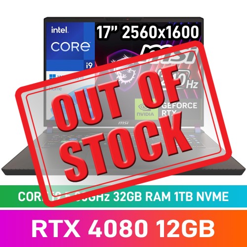 MSI VECTOR 17 HX A14VHG-832ZA Laptop — Core i9-14900HX / 17" WQXGA 240Hz / 32GB DDR5 RAM / GeForce RTX 4080 12GB / 1TB Gen4 NVMe SSD / Windows 11 Home / Cosmos Grey