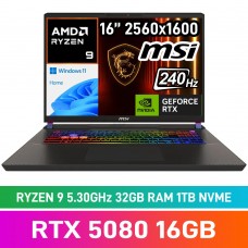MSI VECTOR A16 HX A8WIG-071ZA Laptop — AMD Ryzen 9 8940HX / 16" WQXGA 240Hz / 32GB DDR5 RAM / GeForce RTX 5080 16GB / 1TB Gen4 NVMe SSD / Windows 11 Home / Cosmos Grey