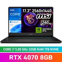 MSI VECTOR GP77 13VG-059ZA Laptop — Core i7-13700H / 17.3" WQHD 240Hz / 32GB DDR5 RAM / GeForce RTX 4070 8GB / 1TB Gen4 NVMe SSD / Windows 11 Home / Core Black