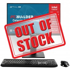 PCBuilder FUSION AIO All-in-One Desktop PC — Celeron G6900 / 23.8" FHD IPS / 8GB DDR4 RAM / 480GB Gen4 NVMe SSD / Windows 11 Home / Black