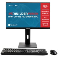 PCBuilder FUSION AIO All-in-One Desktop PC — Core i5-14400 / 23.8" FHD IPS / 16GB DDR4 RAM / 1TB Gen4 NVMe SSD / Windows 11 Pro / Black