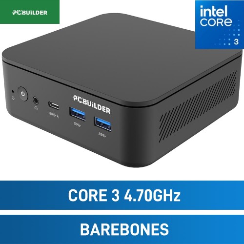 PCBuilder CUBE Barebones Mini PC, Core 3 100U / No RAM (DDR5-5200) / No SSD (2 x NVMe Gen4) / No OS