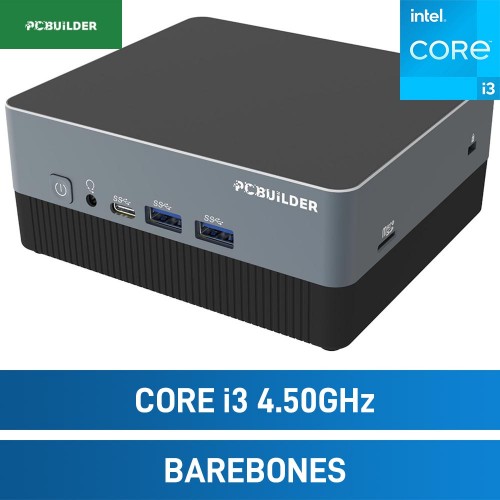 PCBuilder CUBE Barebones Mini PC, Core i3-1315U / No RAM (DDR4-3200) / No SSD (NVMe Gen4 & 2.5" SATA) / No OS