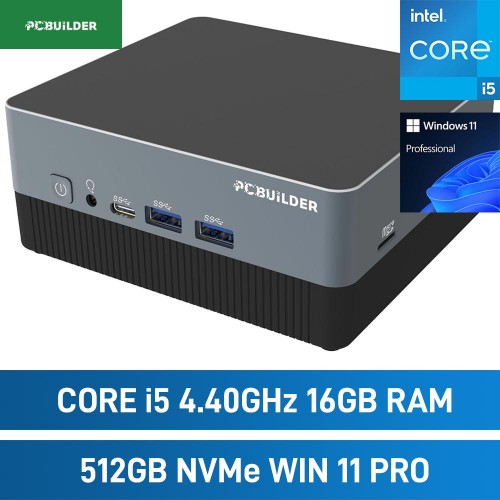 PCBuilder CUBE Mini PC, Core i5-1235U / 16GB DDR4-3200 / 512GB NVMe / Windows 11 Pro