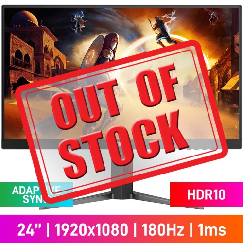 AOC 24G4 FHD (1920x1080) Gaming Monitor, 180Hz, Adaptive Sync, Fast IPS, HDR10, 23.8"