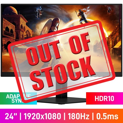 AOC 24G4E FHD (1920x1080) Gaming Monitor, 180Hz, Adaptive Sync, Fast IPS, HDR10, 23.8"