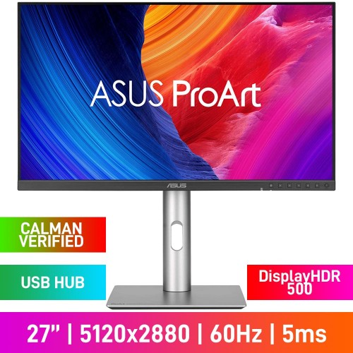ASUS ProArt PA27JCV 5K (5120x2880) Calman Verified Monitor, 60Hz, Adaptive Sync, IPS, DisplayHDR 500, 27" ASUS ProArt PA27JCV 5K (5120x2880) Calman Verified Monitor, 60Hz, Adaptive Sync, IPS, DisplayHDR 500, 27"
