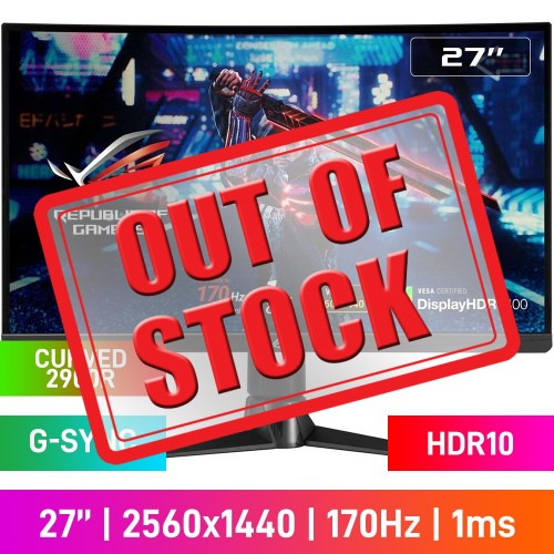 ASUS ROG Strix XG27AQV WQHD (2560x1440) 2900R Curved Gaming Monitor, 170Hz, G-SYNC, Fast IPS, HDR10, 27"