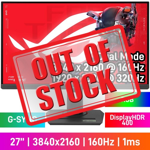 ASUS ROG STRIX XG27UCG 4K UHD (3840x2160 @ 160Hz) / FHD (1920x1080 @ 320Hz) Gaming Monitor with RGB Lighting, G-SYNC, Fast IPS, DisplayHDR 400, 27"