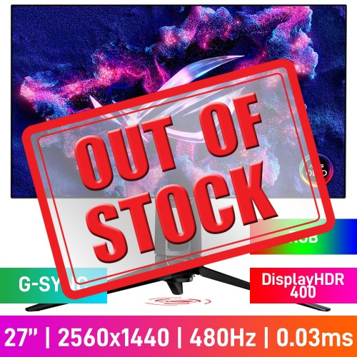 ASUS ROG SWIFT OLED PG27AQDP WQHD (2560x1440) Gaming Monitor with RGB Lighting, 480Hz, G-SYNC, WOLED, DisplayHDR 400 True Black, 26.5"