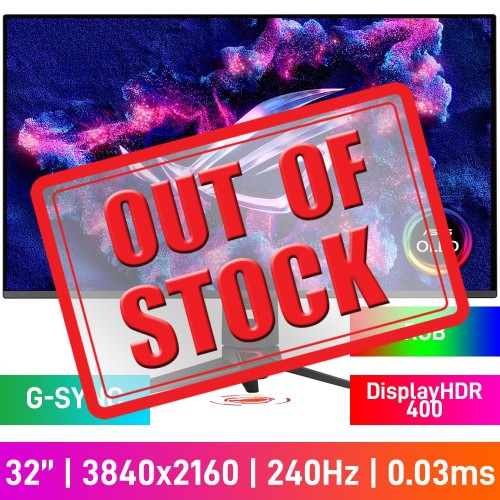 ASUS ROG SWIFT OLED PG32UCDMR 4K UHD (3840x2160) Gaming Monitor with RGB Lighting, 240Hz, G-SYNC, QD-OLED, DisplayHDR 400 True Black, 31.5"