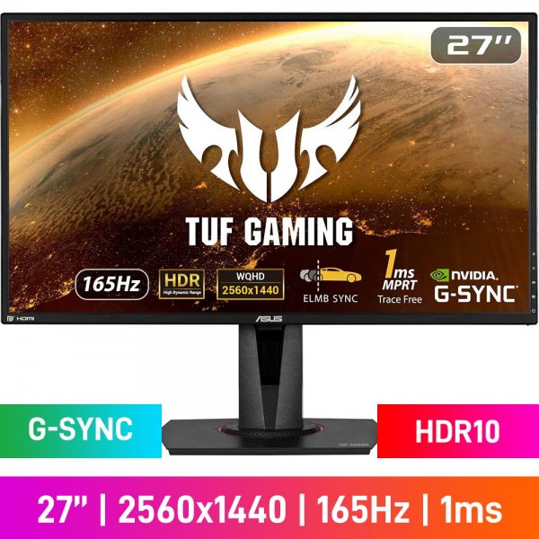 ASUS TUF Gaming VG27AQ WQHD (2560x1440) Gaming Monitor, 165Hz, G