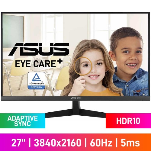 ASUS VY27UQ 4K QHD (3840x2160) Eye Care Monitor, 60Hz, Adaptive Sync, IPS, HDR10, 27"