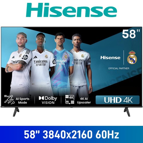 Hisense A6N Series 58A6N 58" 4K UHD (3840x2160) Dolby Vision Smart TV with Wi-Fi and Bluetooth