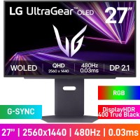 LG UltraGear 27GX790A-B WQHD (2560x1440) Gaming Monitor with RGB Lighting, 480Hz, G-SYNC, W-OLED, DisplayHDR 400 True Black, 27"