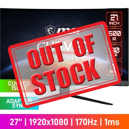 MSI G27C4 E2 FHD (1920x1080) 1500R Curved Gaming Monitor, 170Hz, Adaptive Sync, VA, 27"