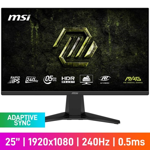 MSI MAG 255F X24 FHD (1920x1080) Gaming Monitor , 240Hz, Adaptive Sync, Rapid IPS, 24.5"