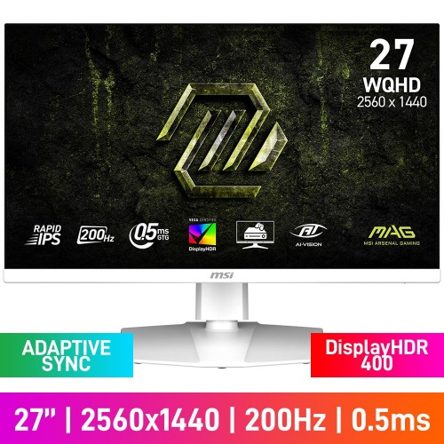 MSI MAG 274QRFW E20 WQHD (2560x1440) Gaming Monitor, 200Hz, Adaptive Sync, Rapid IPS, DisplayHDR 400, 27"