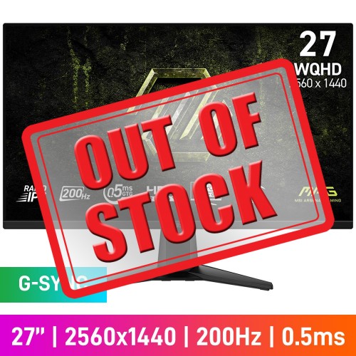 MSI MAG 275QF E20 WQHD (2560x1440) Gaming Monitor, 200Hz, G-SYNC, Rapid IPS, 27" MSI MAG 275QF E20 WQHD (2560x1440) Gaming Monitor, 200Hz, G-SYNC, Rapid IPS, 27"