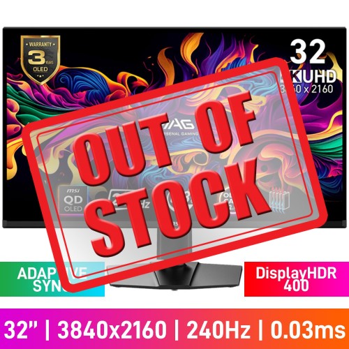 MSI MAG 321UPX QD-OLED 4K UHD (3840x2160) Gaming Monitor, 240Hz, Adaptive Sync, QD-OLED, DisplayHDR True Black 400, 31.5"