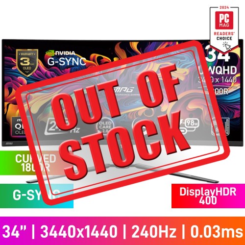 MSI MPG 341CQPX QD-OLED UWQHD (3440x1440) 1800R Curved Gaming Monitor, 240Hz, G-SYNC, QD-OLED, DisplayHDR True Black 400, 34" MSI MPG 341CQPX QD-OLED UWQHD (3440x1440) 1800R Curved Gaming Monitor, 240Hz, G-SYNC, QD-OLED, DisplayHDR True Black 400, 34"