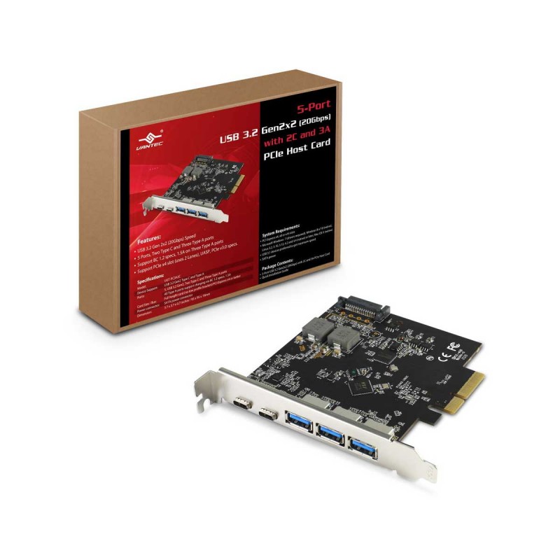 Vantec UGTPC3A2C 3Port USB 3.2 Type A + 2Port USB 3.2 Gen2x2 TypeC