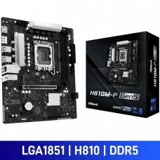 ASRock H810M-P GEN5, Intel H810 Chipset, LGA1851, DDR5, Micro ATX Desktop Motherboard