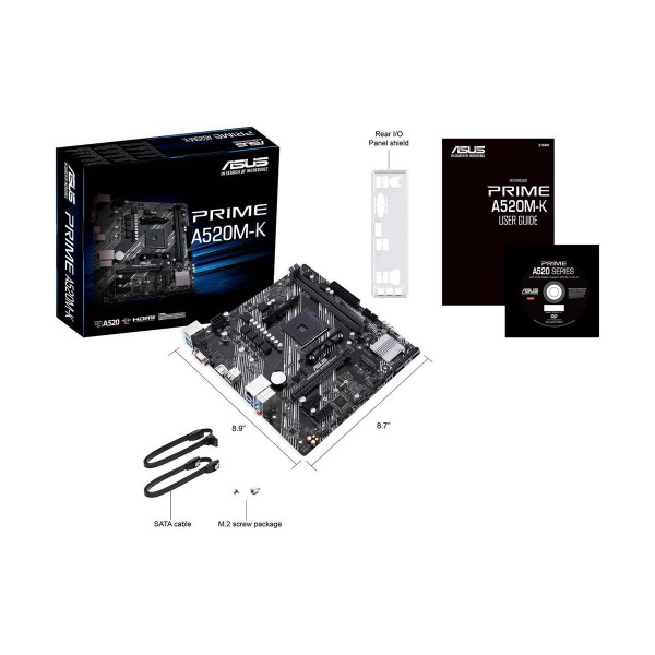 Asus Prime A520M-K, AMD A520 Chipset, Socket AM4, Micro ATX