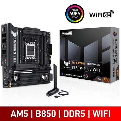 ASUS TUF GAMING B850M-PLUS WIFI, AMD B850 Chipset, Socket AM5, Micro ATX Desktop Motherboard