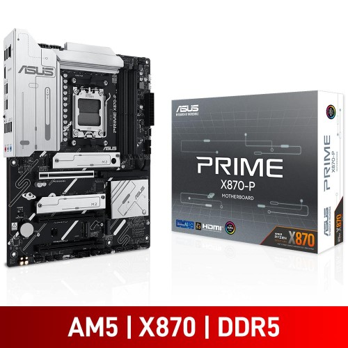 ASUS PRIME X870-P, AMD X870 Chipset, Socket AM5, ATX Desktop Motherboard